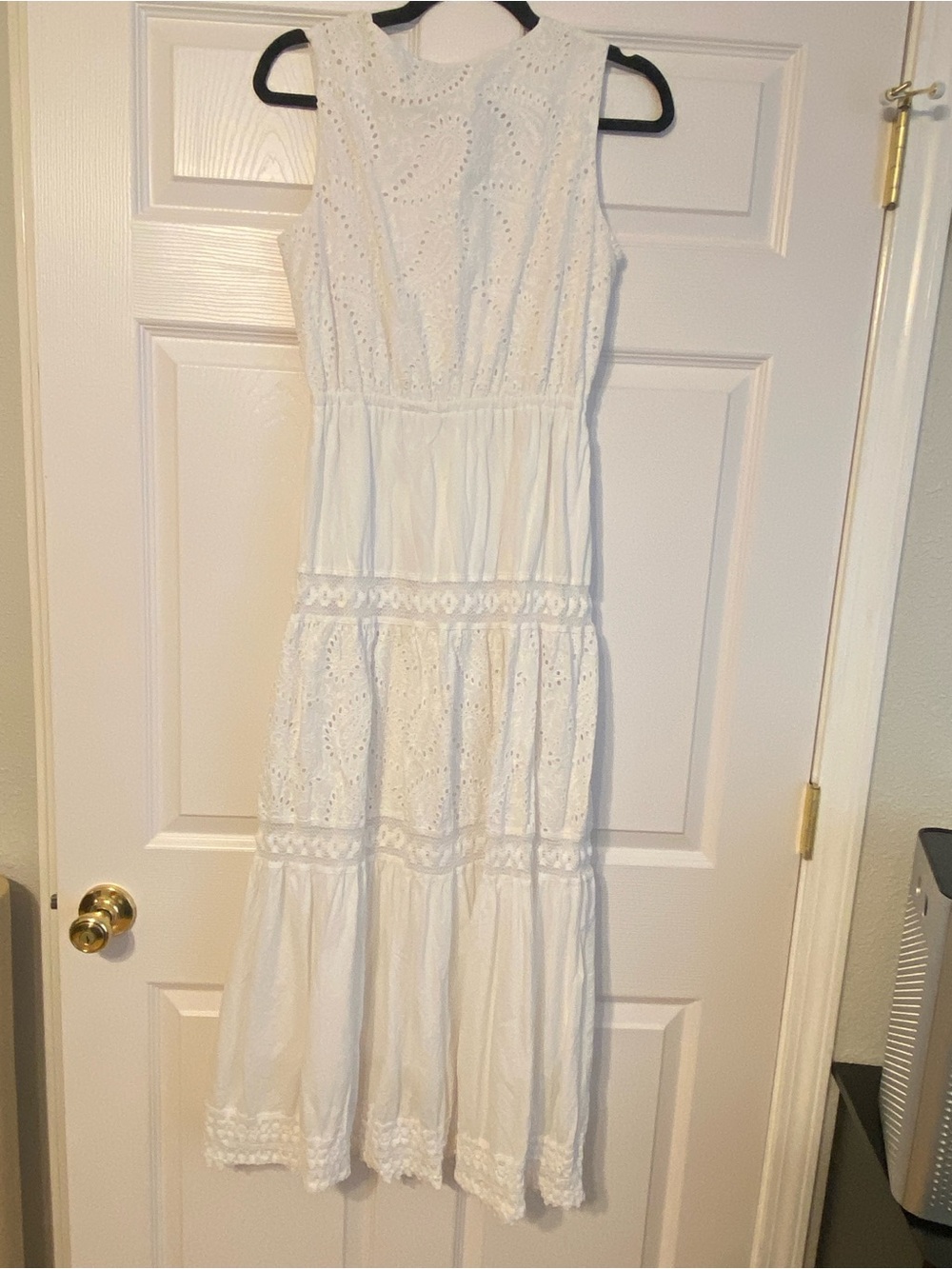 Reba White Eyelet Tiered Midi Dress - Picture 4 of 10